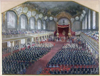 Eröffnung der Legislaturperiode im Thronsaal des Louvre durch Napoleon III am 7. Februar 1859